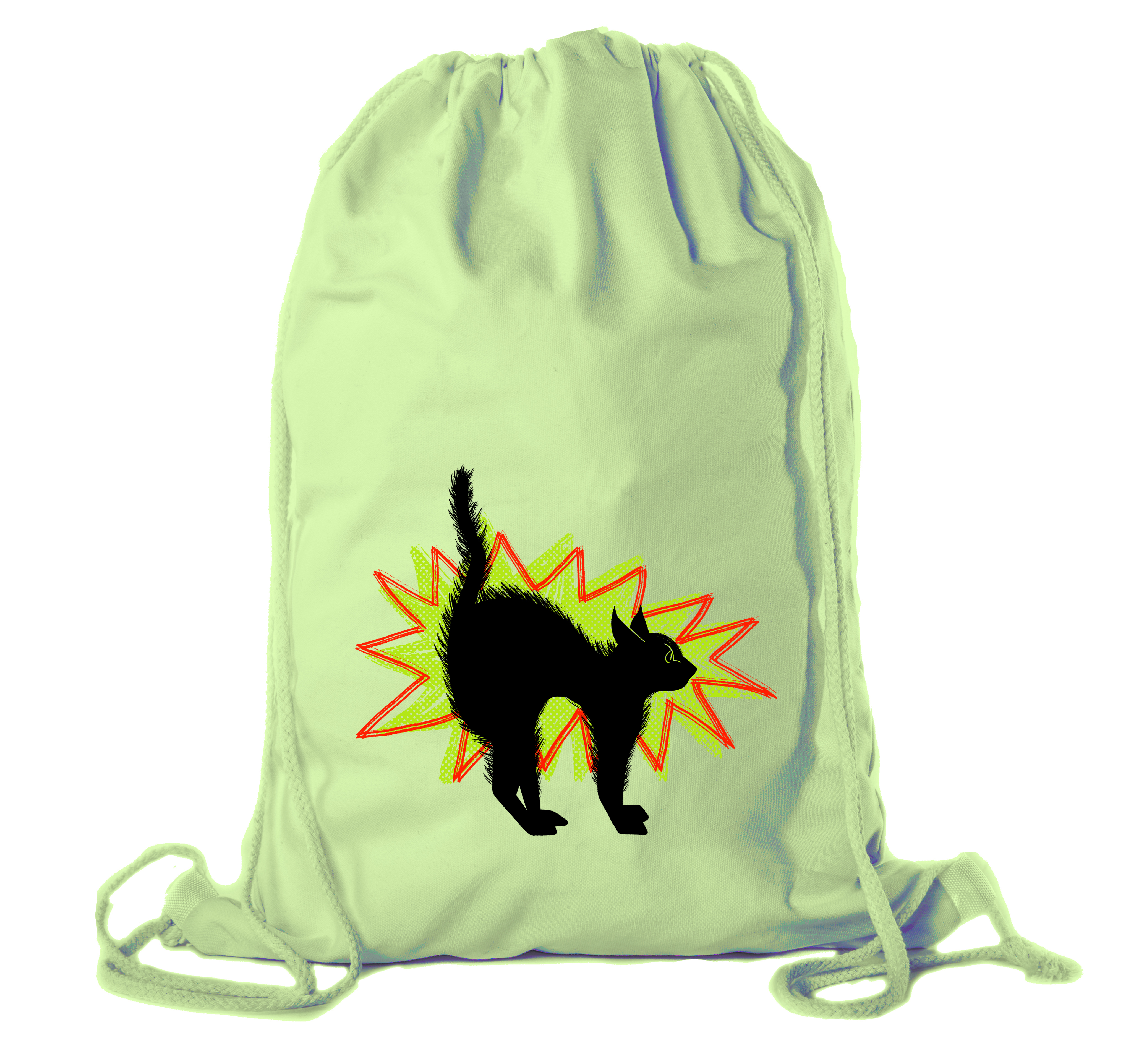 Vintage Scared Black Cat Bags, Halloween Candy Bags, Halloween Party Cotton Bags