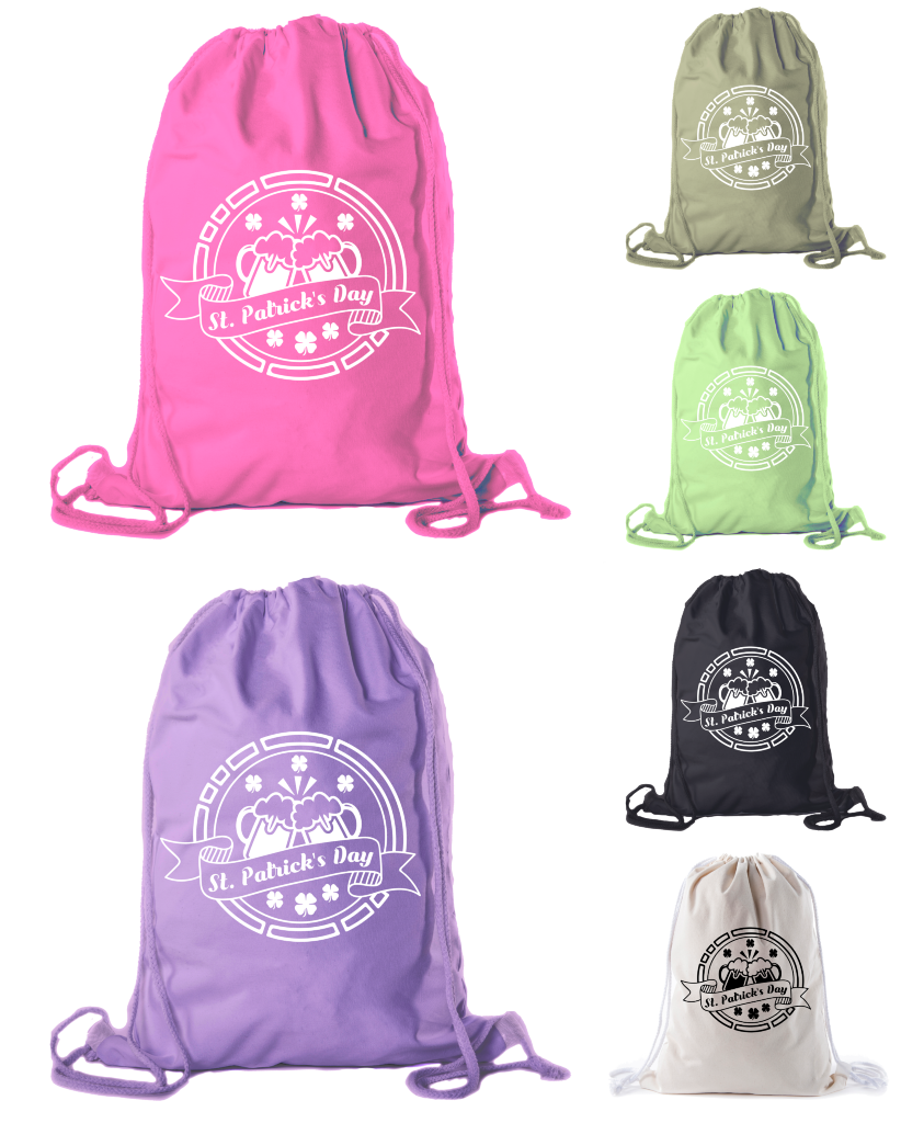 St Patrick's Day Drawstring Backpack Cotton Canvas Backpacks Reusable Gift Bags - Picture 7 of 8