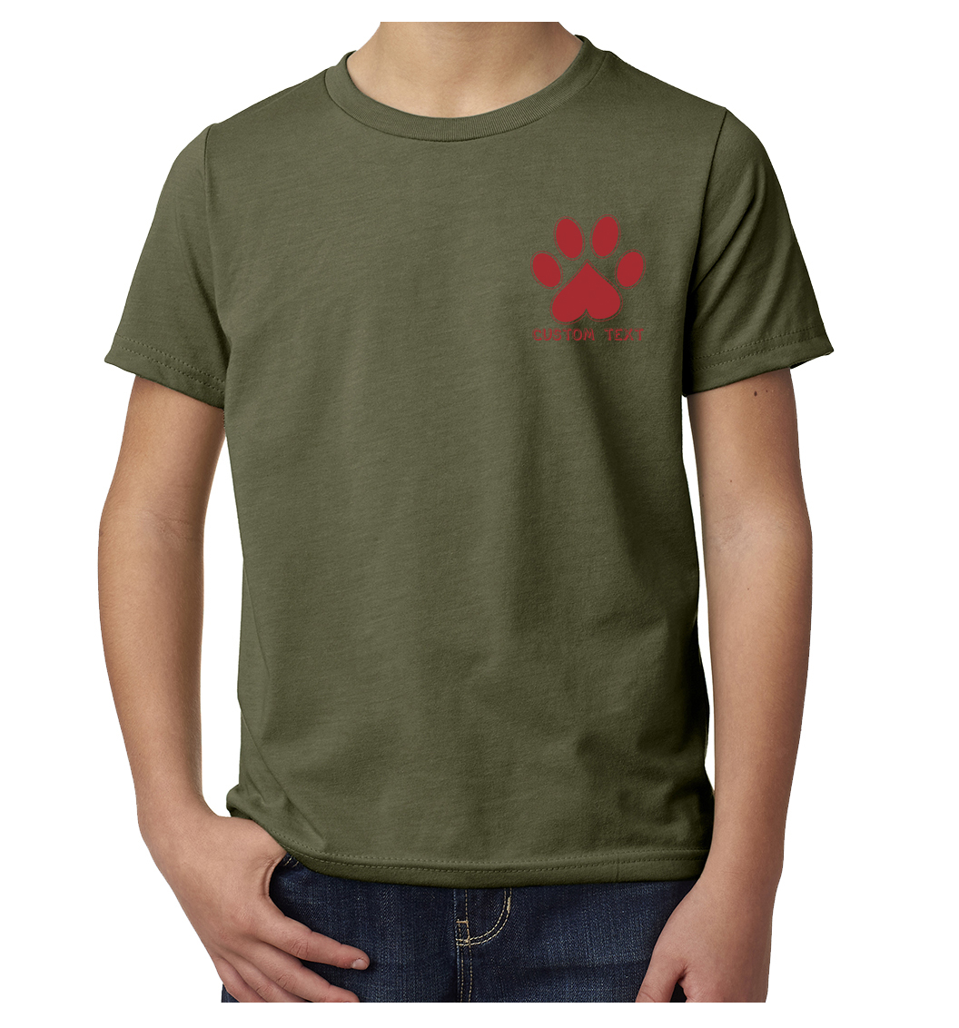 Paw Print with Custom name or text, Kids Personalized T-shirts, Dog Shirts - Picture 9 of 9