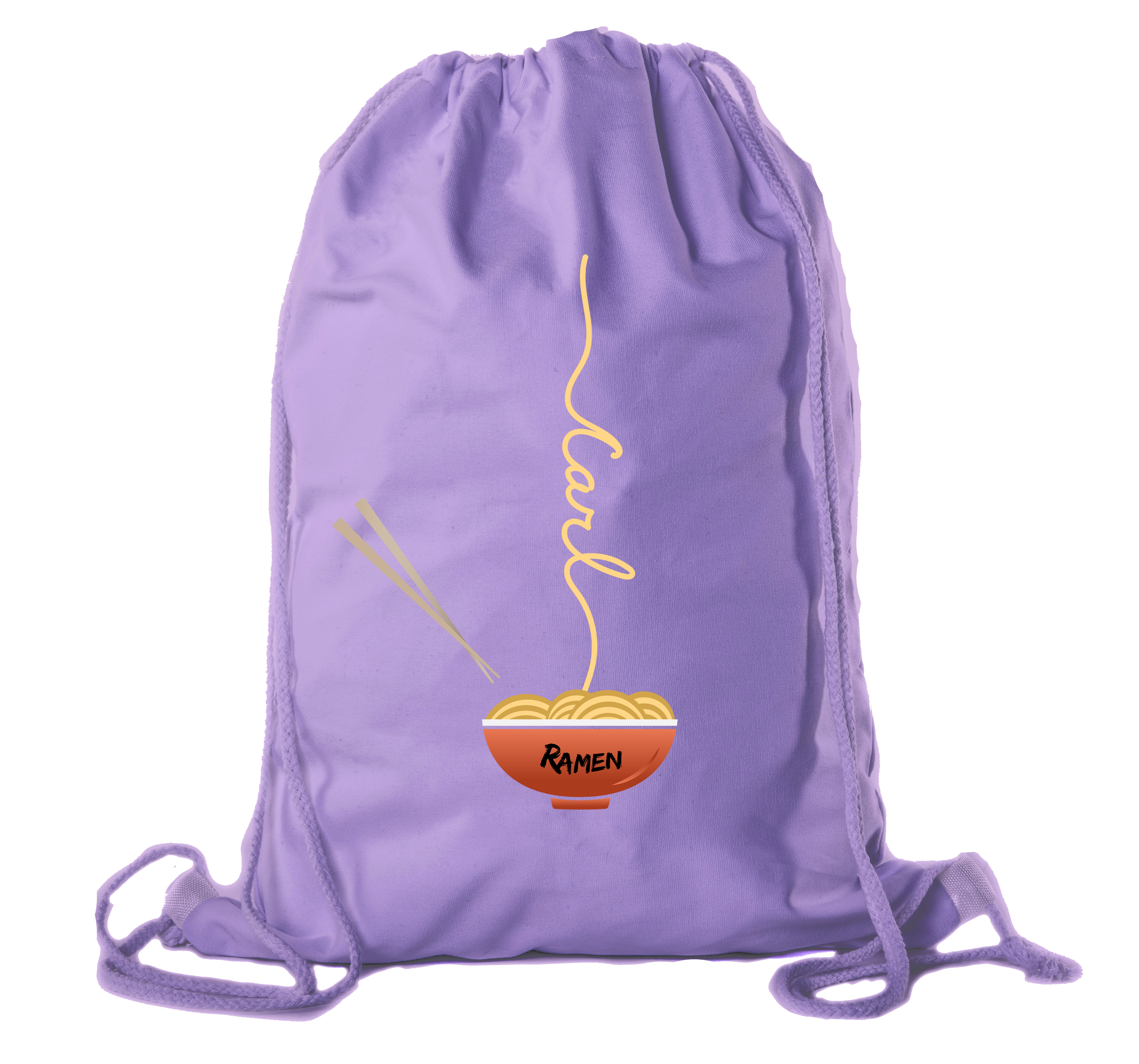 Ramen noodle Backpack Personalized Drawstring Bag Cotton Canvas Cinch Backpacks - Imagen 8 de 14