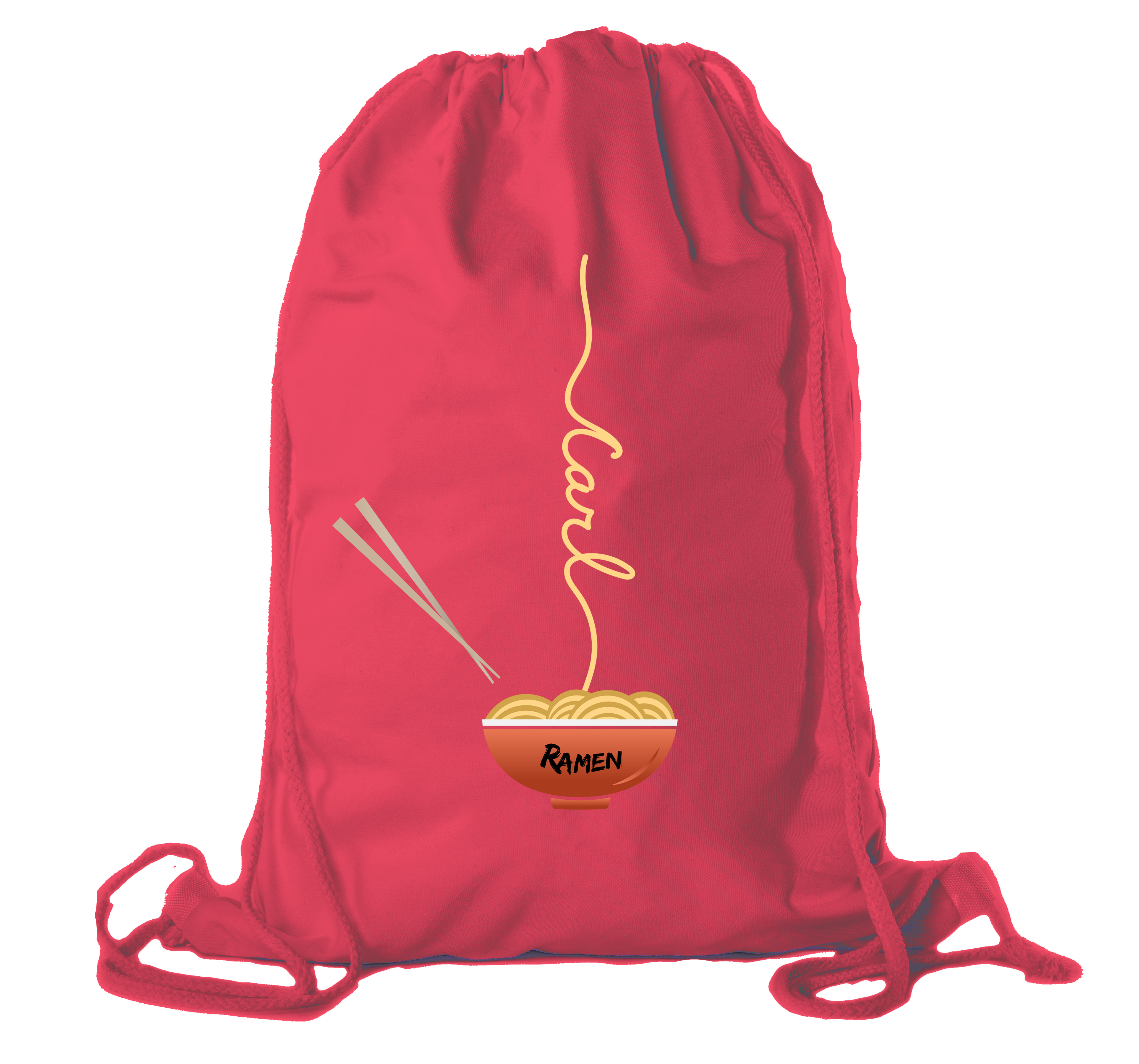 Ramen noodle Backpack Personalized Drawstring Bag Cotton Canvas Cinch Backpacks - Imagen 9 de 14
