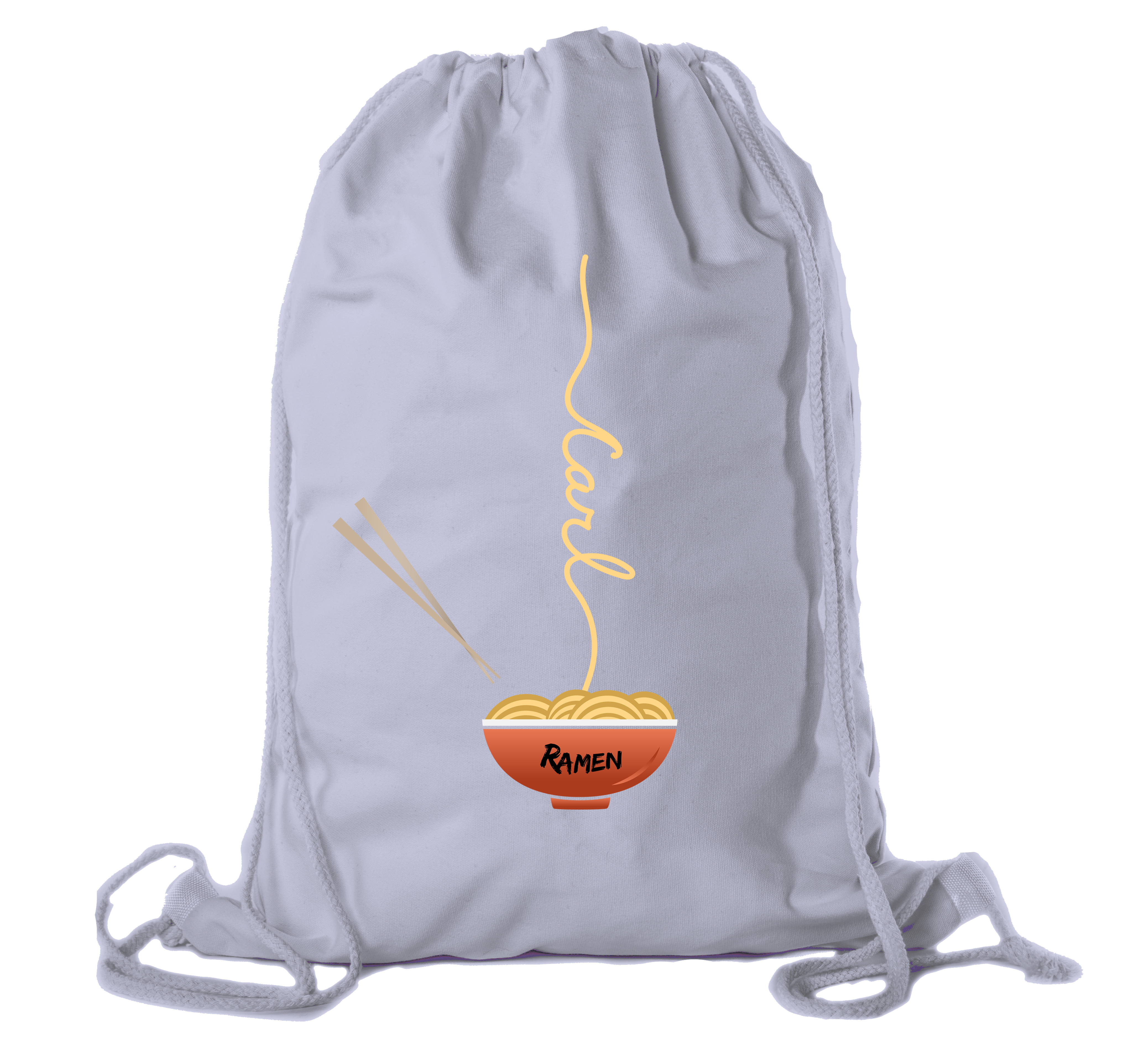 Ramen noodle Backpack Personalized Drawstring Bag Cotton Canvas Cinch Backpacks - Imagen 10 de 14