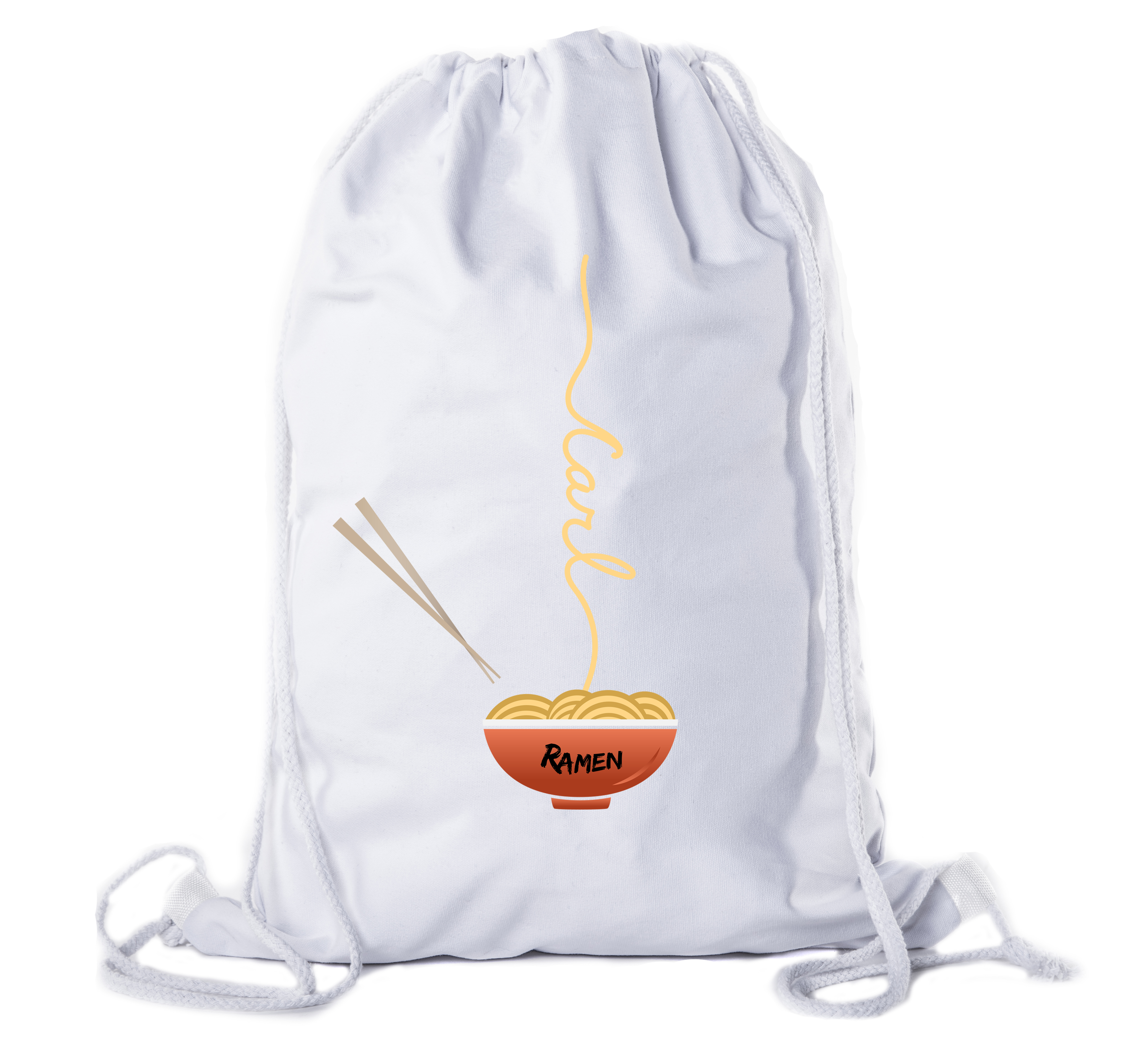 Ramen noodle Backpack Personalized Drawstring Bag Cotton Canvas Cinch Backpacks - Imagen 14 de 14