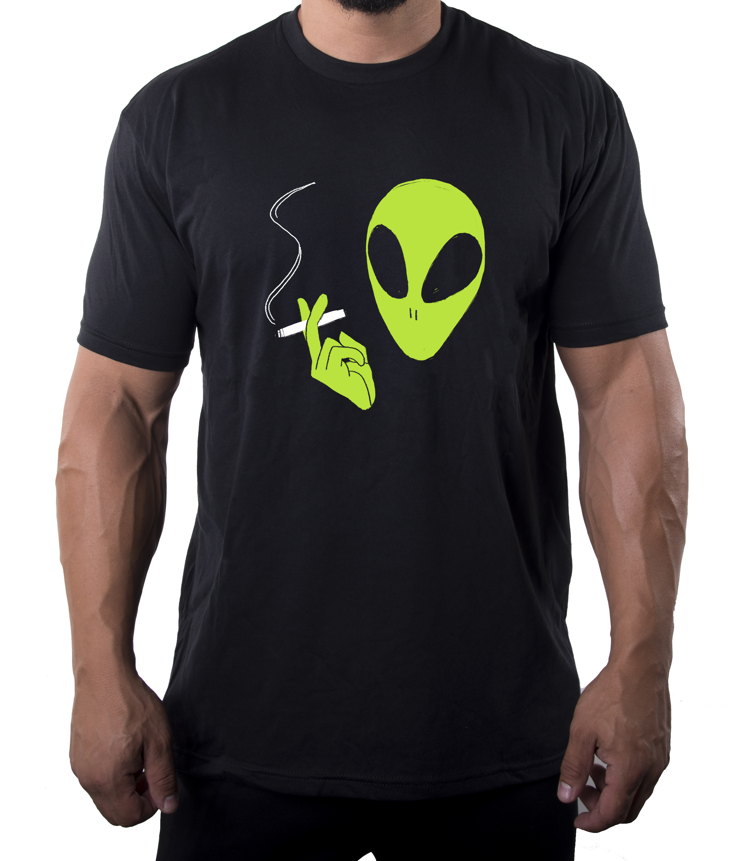 Smoking Alien Man's Shirts, Alien Tees, Graphic Man's Shirts! - Picture 3 of 4