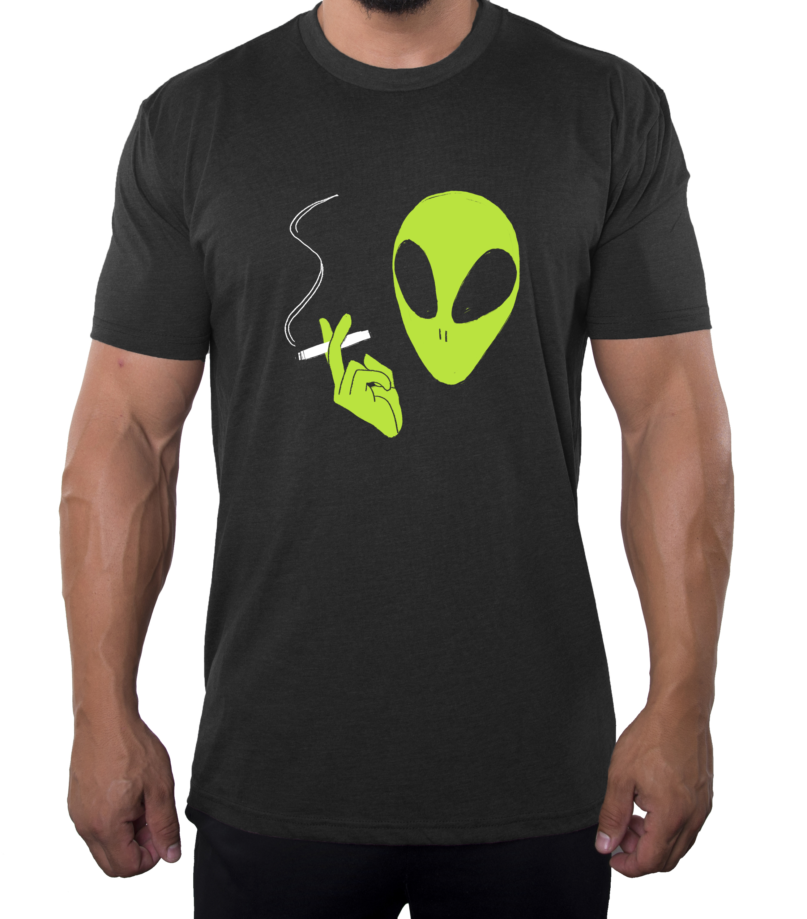 Smoking Alien Man's Shirts, Alien Tees, Graphic Man's Shirts! - Picture 4 of 4