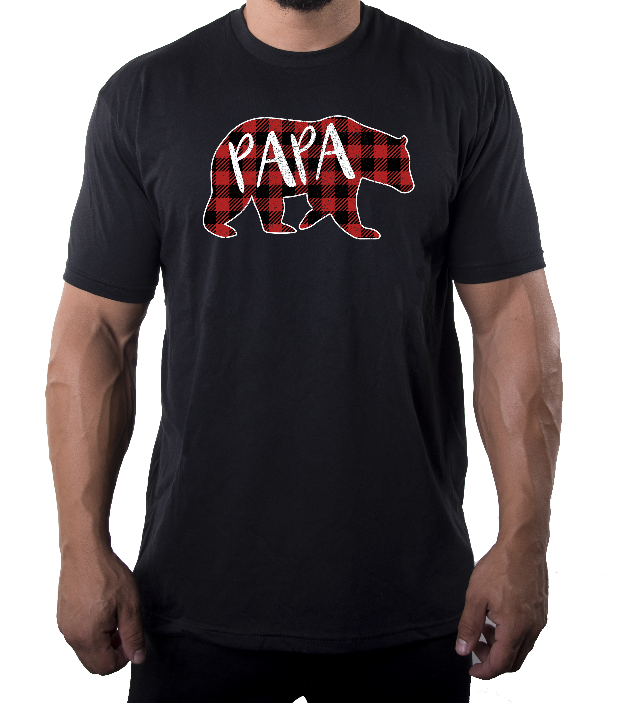 Men’s Papa Bear Shirt with Buffalo Plaid, Men’s Shirts, Cool Shirts for Dad