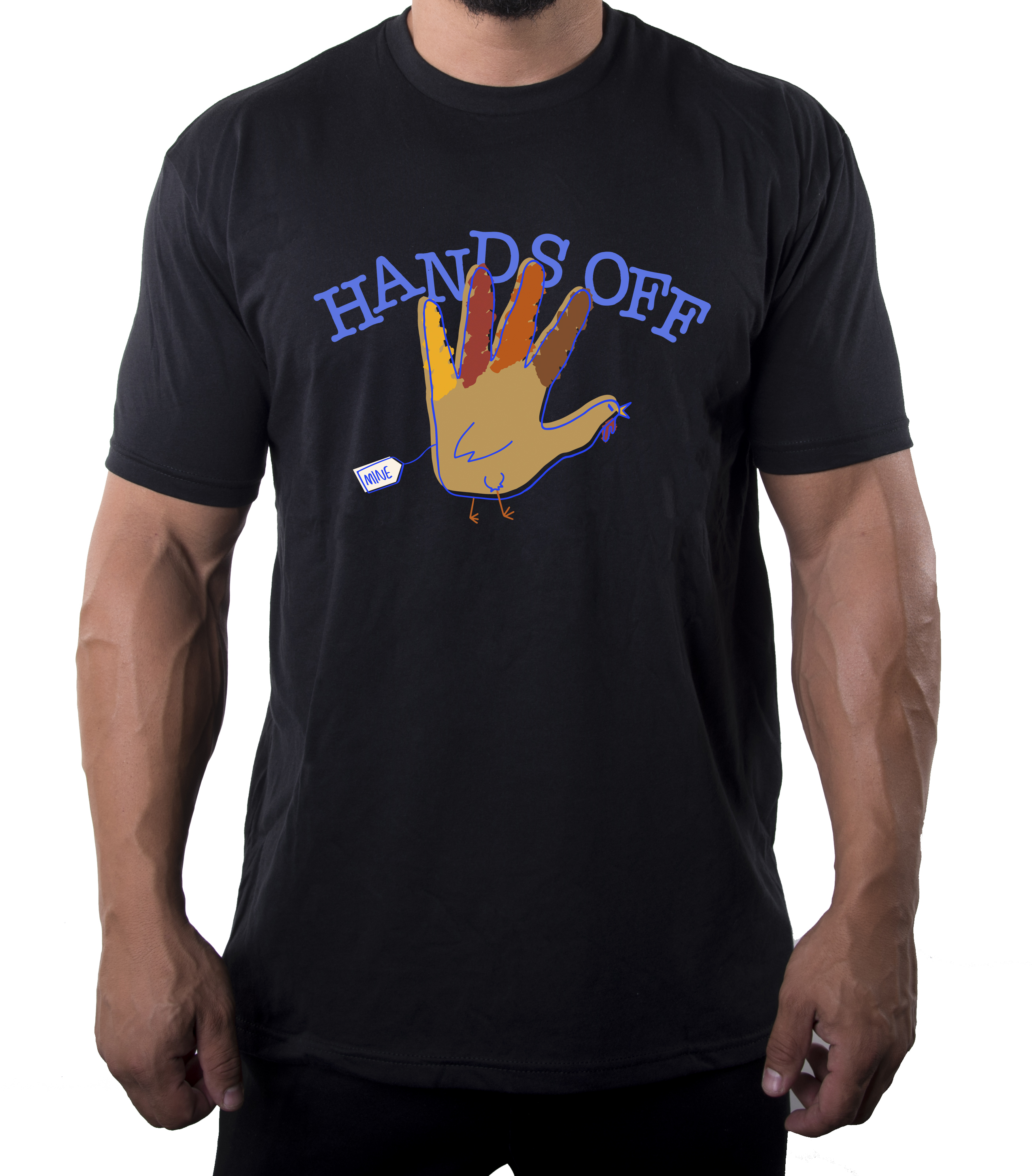 Hands Off Turkey Man's Shirts, Funny Graphic Tees, Thanksgiving Day Gift Shirts - Picture 6 of 7