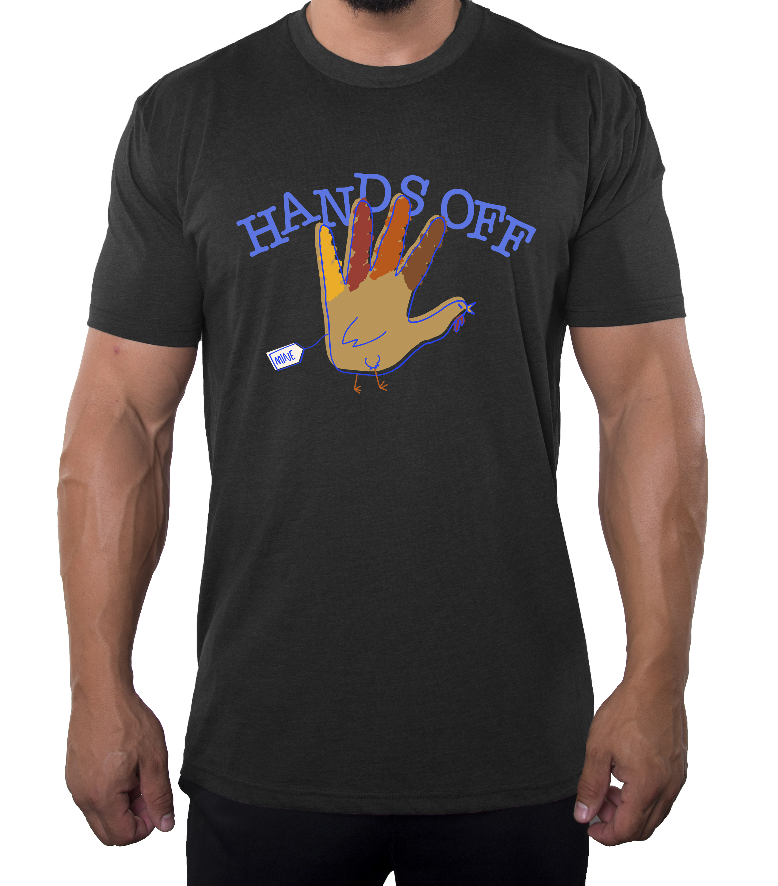 Hands Off Turkey Man's Shirts, Funny Graphic Tees, Thanksgiving Day Gift Shirts - Picture 4 of 7