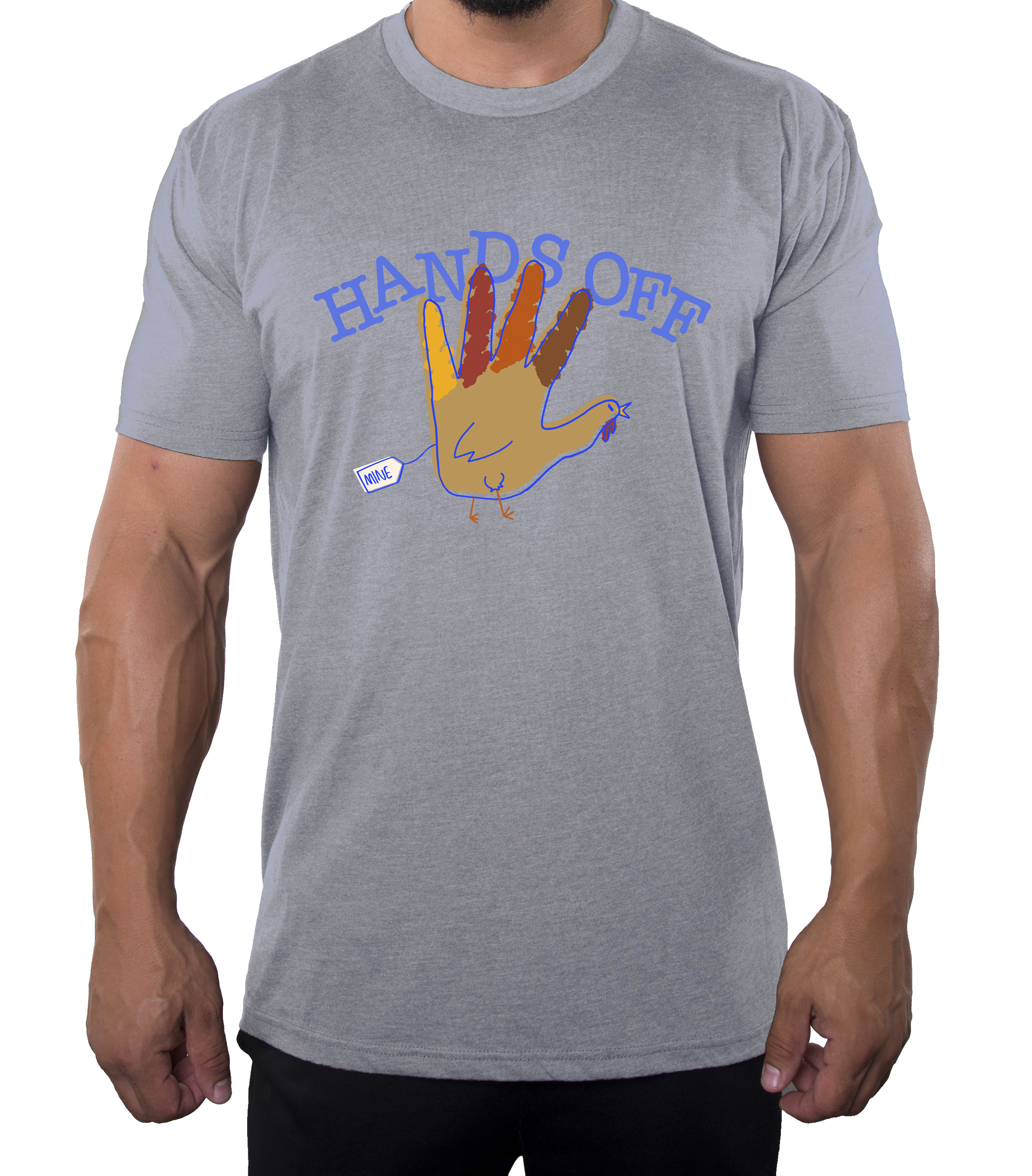 Hands Off Turkey Man's Shirts, Funny Graphic Tees, Thanksgiving Day Gift Shirts - Picture 3 of 7
