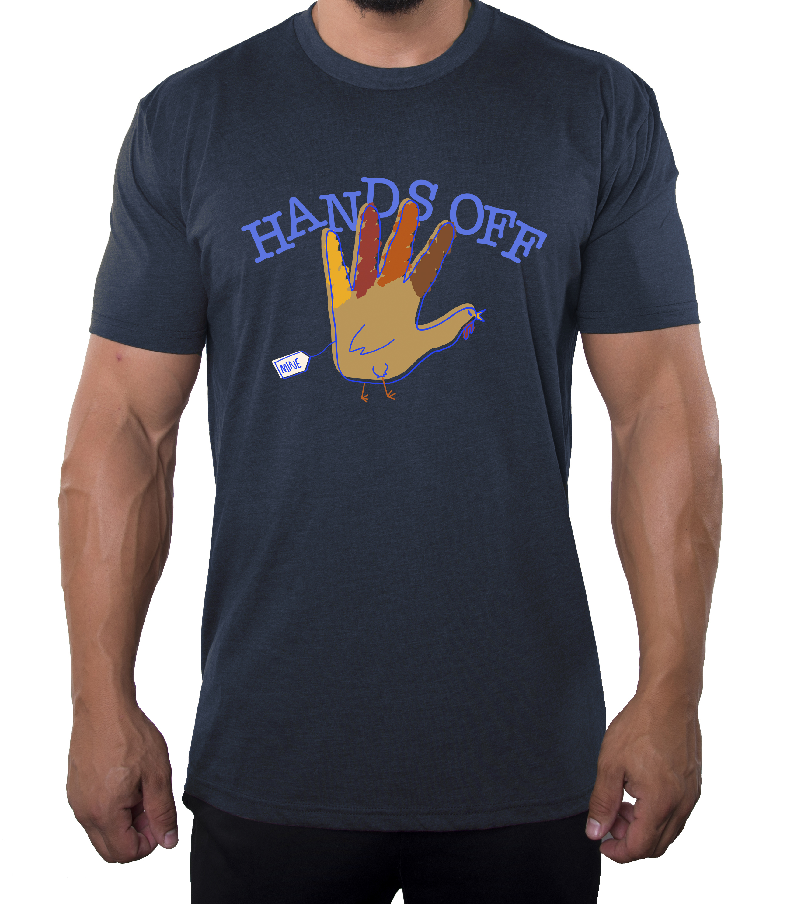 Hands Off Turkey Man's Shirts, Funny Graphic Tees, Thanksgiving Day Gift Shirts - Picture 5 of 7