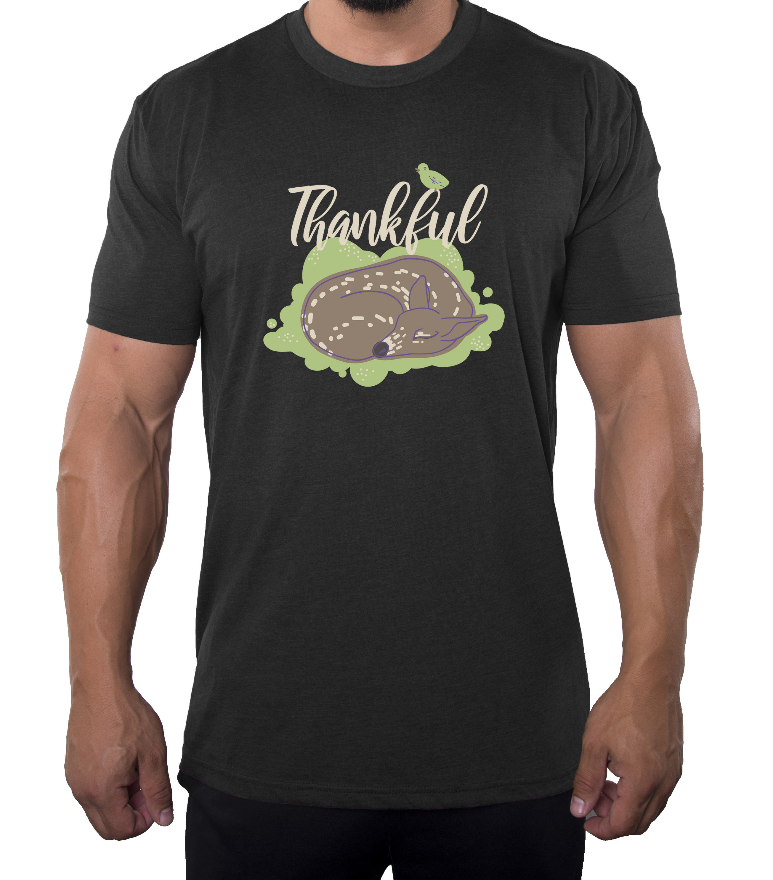 Thankful Baby Deer Men's Shirts, Funny Men's Tees, Thanksgiving Shirts for Men! - Imagen 3 de 9