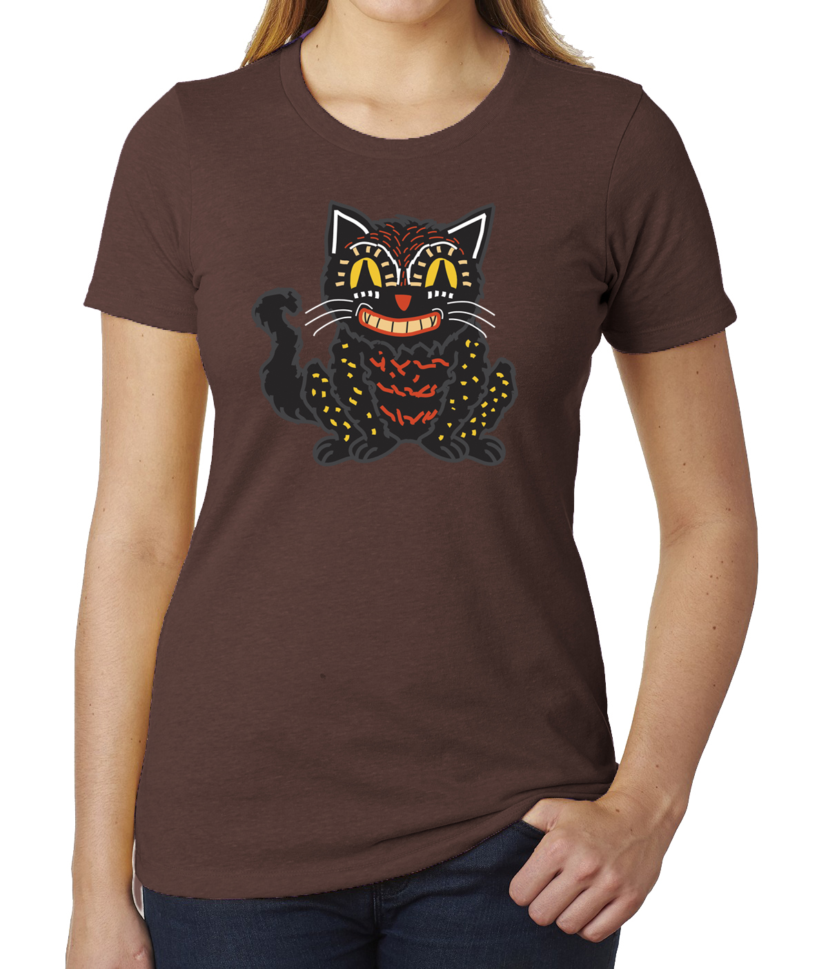 Vintage Creepy Halloween Cat T-Shirt 