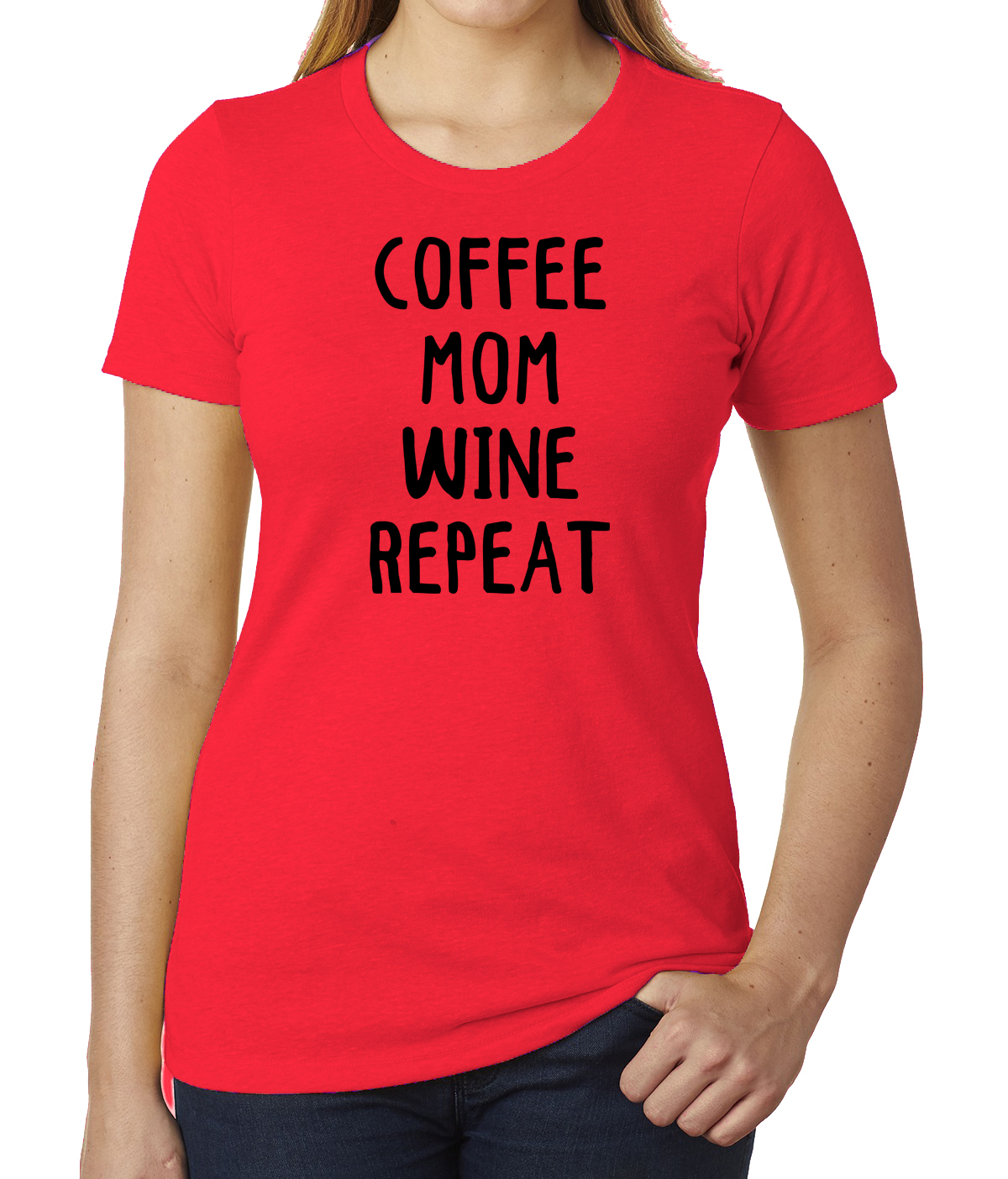 Coffee, Mom, Wine, Repeat Funny Graphic T-shirts, Cute Mom shirts - Picture 5 of 5