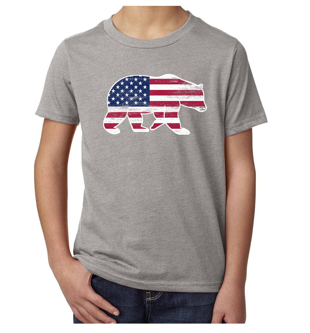 American Flag Bear, Kids 4th of July Shirts, Youth Graphic Tees - Picture 6 of 8