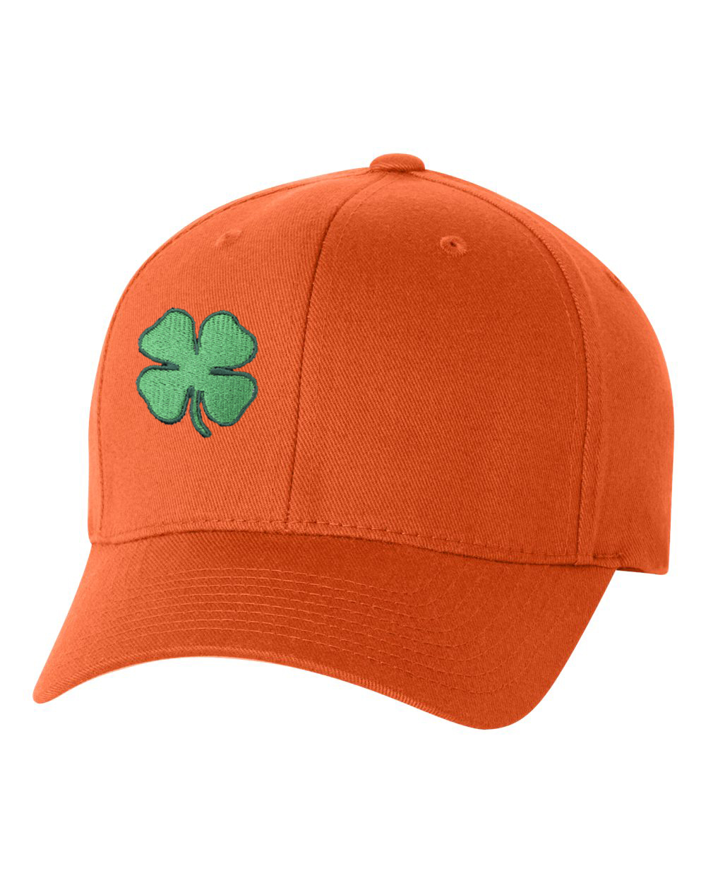 St Patrick's Day Fitted Hat, Four Leaf Clover Flex Fit Baseball Hat- Full  Clover