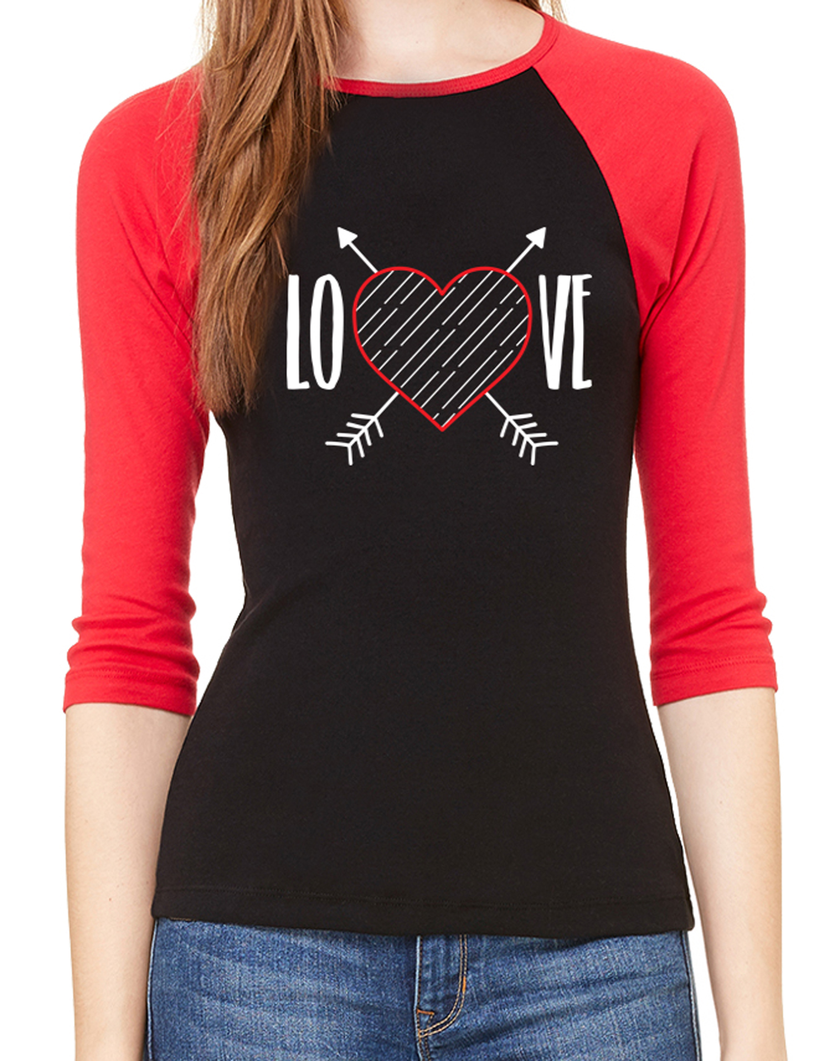 Woman's Valentine's Day Raglan Shirt, Valentines Shirts - Love - Picture 2 of 4