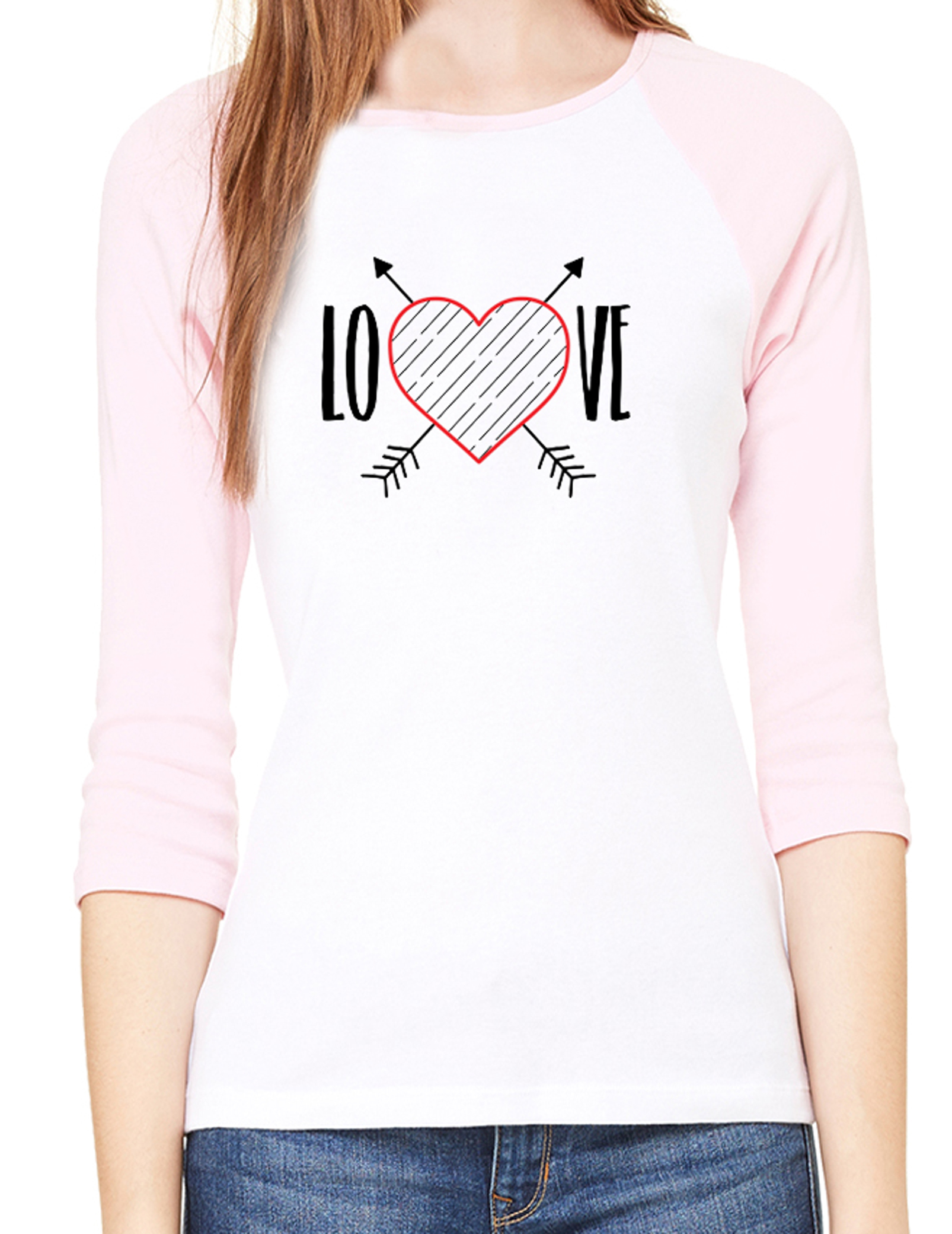 Woman's Valentine's Day Raglan Shirt, Valentines Shirts - Love - Picture 3 of 4