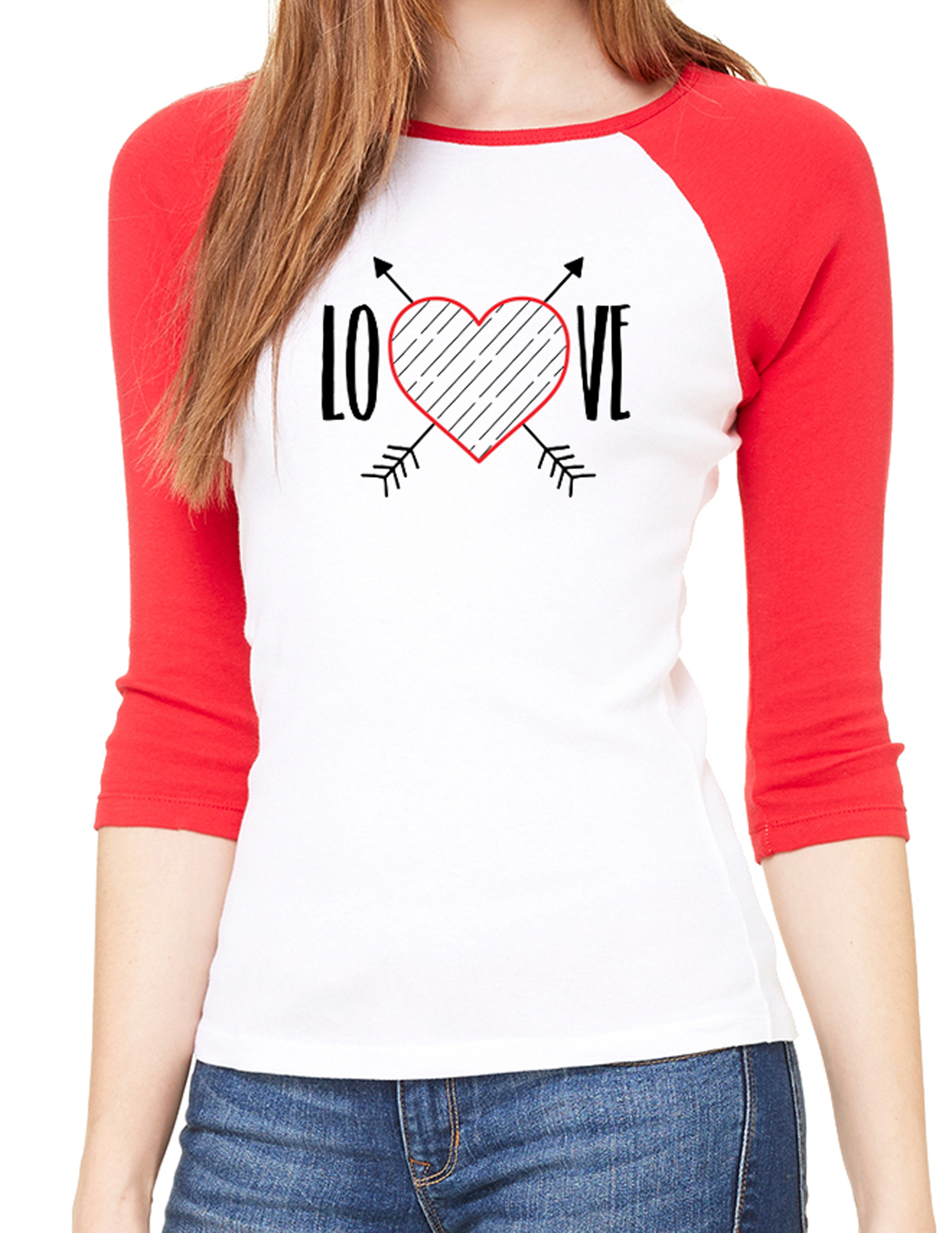 Woman's Valentine's Day Raglan Shirt, Valentines Shirts - Love - Picture 4 of 4